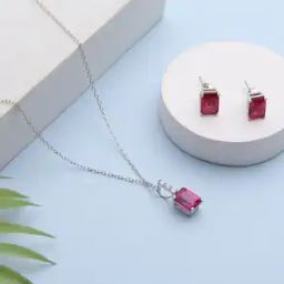 Women Sterling Silver Alicia Ruby Pendant Set-image-32
