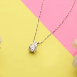 Women Sterling Silver Sheena Solitaire Pendant with Chain-image-44