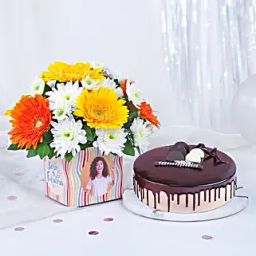 Personalised Photo Floral Vase N Chocolate Cake-picture-34