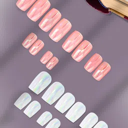PRIVIU Set Of 24 Metallic Duochrome Stick On Nails-9