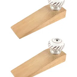 Indianshelf Brown & White 2 Pieces Floral Ceramic Decorative Door Stoppers-34