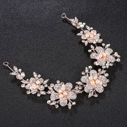 Yellow Chimes Women Gold-Toned & White Embellished Tiara-image-19