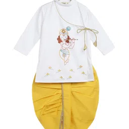 Tiber Taber Boys Ethnic Motifs Embroidered Pure Cotton Kurta With Dhoti Pants-picture-35