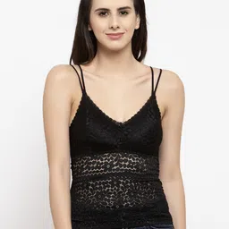 PrettyCat Black Lace Non-Wired Lightly Padded Bralette Bra PC-CM-6018-BLK-picture-49