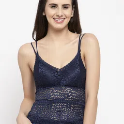 PrettyCat Navy Blue Lace Non-Wired Lightly Padded Camisole Bra PC-CM-6018-image-31