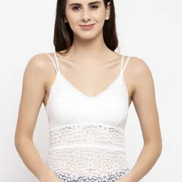 PrettyCat White Lace Non-Wired Lightly Padded Camisole Bra PC-CM-6018-WHT-30A-picture-30