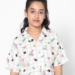 TeenTrums Girls Conversational Print Shirt Style Crop Top-14
