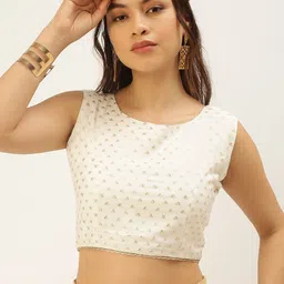 De Moza Off White Round Neck Crop Top-picture-26