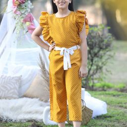 Cutiekins Girls Printed Capri Jumpsuit With Ruffles-image-95
