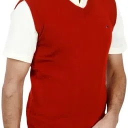 Men Solid V Neck Maroon Sweater-image-19