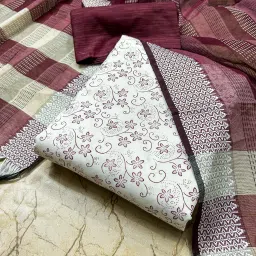 Unstitched Khadi Cotton Multi-purpose Fabric Floral Print-image-33