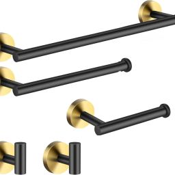 Towel Hanger for Bathroom and Kitchen, Wall Mount 5 Piece Set, 21 inch 1 Bar Towel Rod-image-68