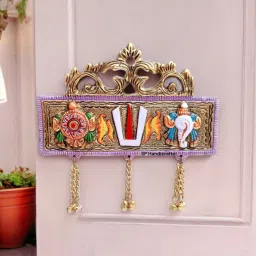 Tirupati Door Hanging Shankh Chakra Namah Latkan colour Decorative Showpiece-16 cm-image-57