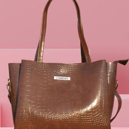 CarryLux Textured PU Up to 12 inch Shopper Tote Bag-image-65