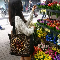 EcoRight Black Printed Oversized Shopper Cotton Tote Bag-51