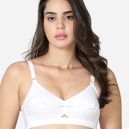 VStar White seamed Non-Padded Cotton Bra-image-9