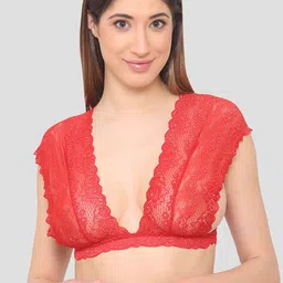 N-Gal Non-Padded Floral Lace Anti-Odour Bralette Bra NRBR05-Red-19