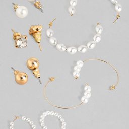TOKYO TALKIES X rubans FASHION ACCESSORIES Set of 6 Gold-Plated & White Drop Earrings image 4