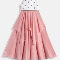 Ethnovog Girls Embellished Sleeveless Layered Maxi Dress-47