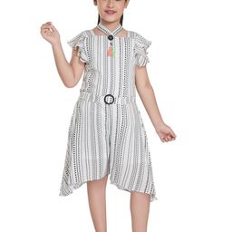 Peppermint Girls Square Neck Geometric Printed Cotton A-Line Dress-image-48