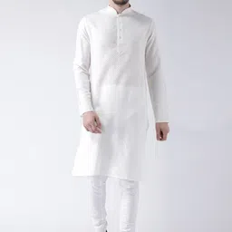KISAH Men White Paisley Woven Design Straight Kurta-picture-13