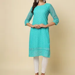VAIRAGEE Ethnic Motifs Embroidered Georgette Kurta-image-58