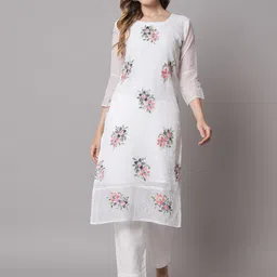 VAIRAGEE Women Floral Embroidered Thread Work Georgette Kurta-31