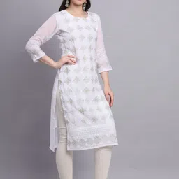 VAIRAGEE Geometric Thread Work Georgette Kurta image 2