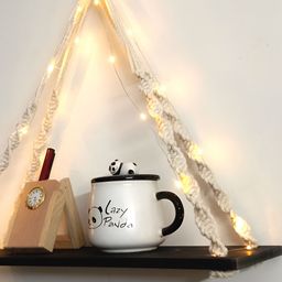 VAH Kya Bat Hai !! Black & White Wooden Wall Hanging Shelves With LED Light-55