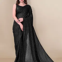 VAIRAGEE Black Embellished Sequinned Georgette Saree-picture-41