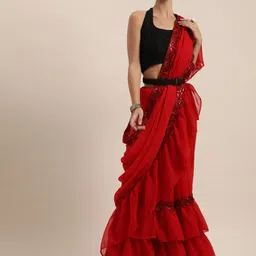 Mitera Sequinned Georgette Saree-image-92