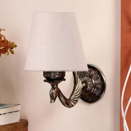 Devansh White Antique Wall Lamp With Jute Conical Shade-picture-23