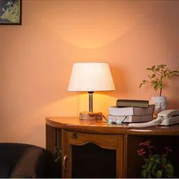 Pinecraft INTERNATIONAL White Edra Table Lamp with Cotton Shade-35