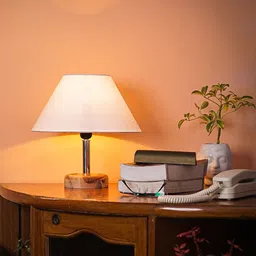 Pinecraft INTERNATIONAL Brown & White Edra Table Lamp With Shade-6