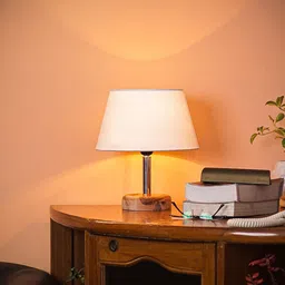 Pinecraft INTERNATIONAL White Edra Table Lamp With Frustum Shade image 3