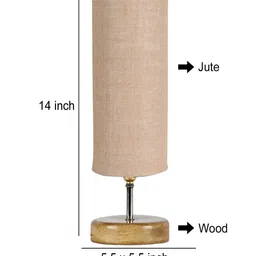 Devansh Beige & Brown Wood Table Lamp With Jute Shade image 5