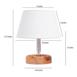 Pinecraft INTERNATIONAL White Edra Table Lamp with Cotton Shade image 3