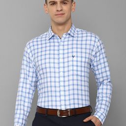 Allen Solly Men White Slim Fit Checked Formal Cotton Shirt-image-71