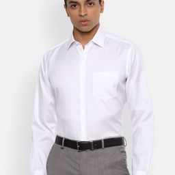 Van Heusen Men White Striped Regular Fit Cotton Formal Shirt-image-88