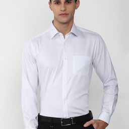 Van Heusen Men White Striped Pure Cotton Formal Shirt-image-37