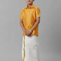 Ramraj Boys Shirt Collar Shirt With Adjustable Veshti-picture-34