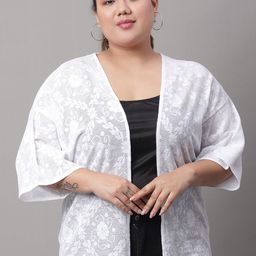 Rute Plus Size Self Design Cotton Open Front Shrug-2