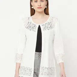 Espresso Women Off White Lace Shrug-47