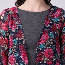 SCORPIUS Printed Georgette Open Front Longline Shrug image 4