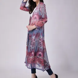 SCORPIUS Abstract Printed Georgette Longline Shrug image 2