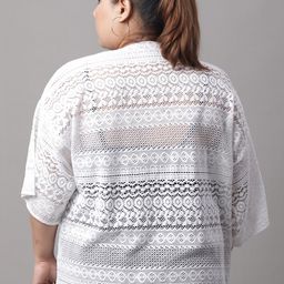 Rute Plus Size Self Design Open Front Shrug image 3
