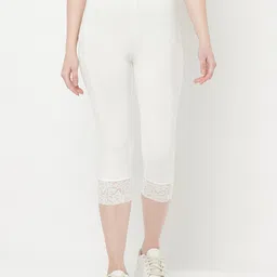 Espresso Women Off White Lace Capris-image-13
