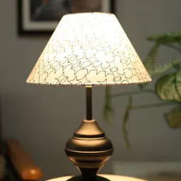 Homesake Black & White Star Printed Table Lamp With Metal Base image 1