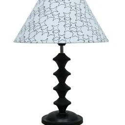 Homesake Black & White Star Printed Table Lamp With Metal Base image 3