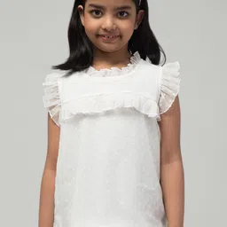 BAESD Girls Self Design Flutter Sleeves Georgette Top-picture-4